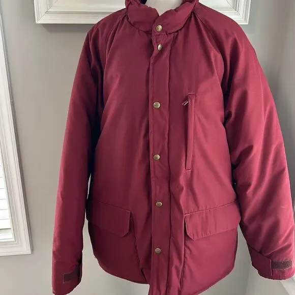 Vintage 80s LLbean Winter Insulated Burgundy Winter Snow Ski Jacket Coat L - Picture 3 of 15